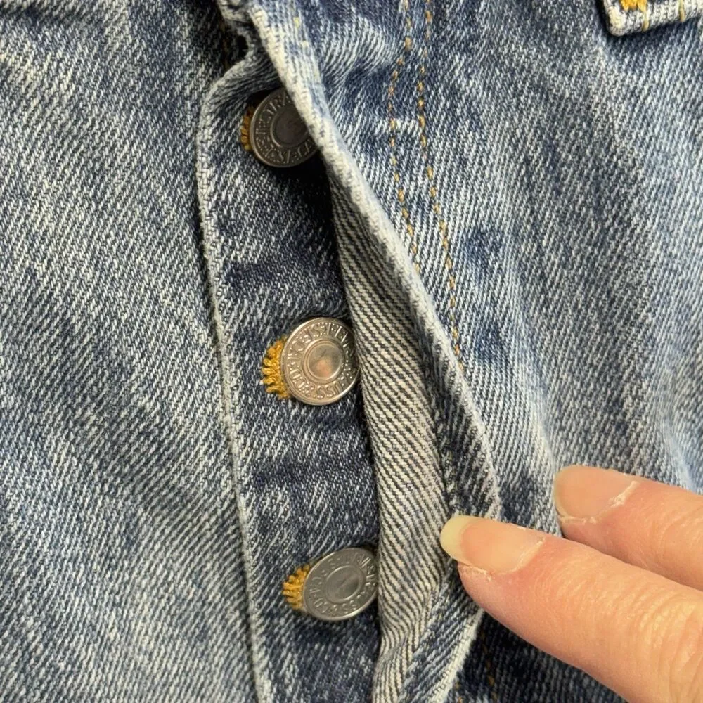 Levis 501 Button Fly Jeans Mens 34x32 Blue Denim Pants Faded Work Chore Office
